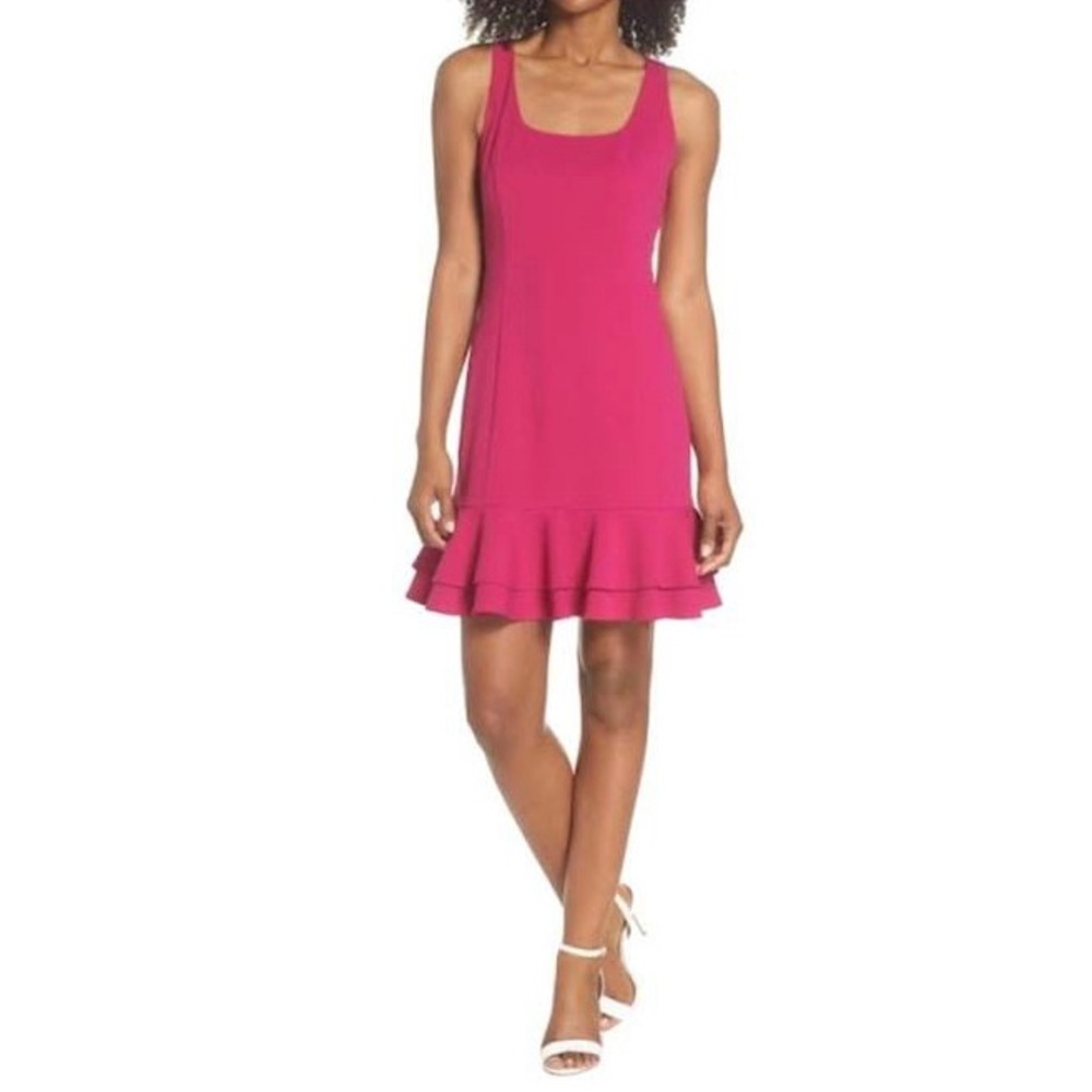 CHELSEA28 Pink fuchsia ruffle hem dress - Picture 3 of 6